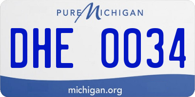 MI license plate DHE0034