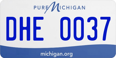 MI license plate DHE0037