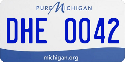 MI license plate DHE0042