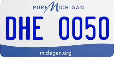 MI license plate DHE0050