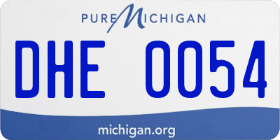 MI license plate DHE0054