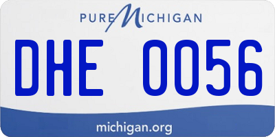MI license plate DHE0056