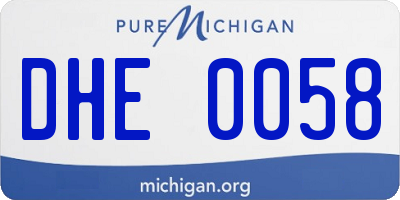 MI license plate DHE0058