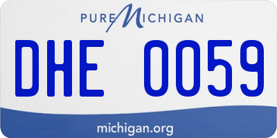 MI license plate DHE0059