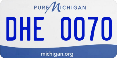 MI license plate DHE0070