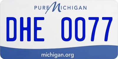 MI license plate DHE0077