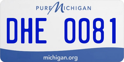 MI license plate DHE0081