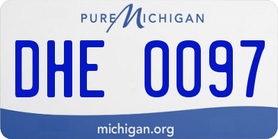 MI license plate DHE0097