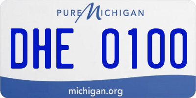 MI license plate DHE0100
