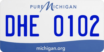 MI license plate DHE0102