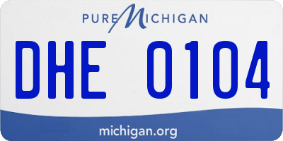 MI license plate DHE0104