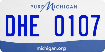 MI license plate DHE0107