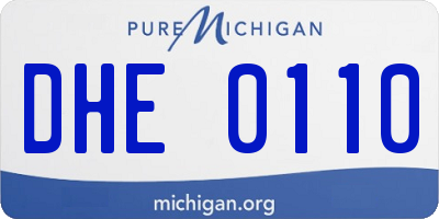 MI license plate DHE0110