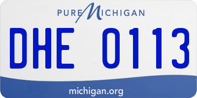 MI license plate DHE0113
