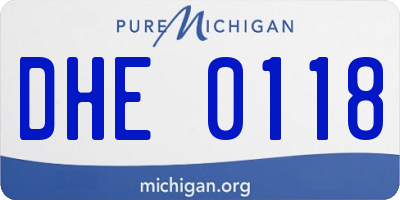 MI license plate DHE0118