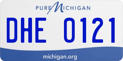 MI license plate DHE0121