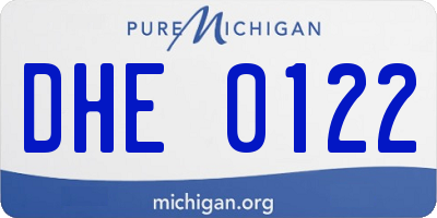 MI license plate DHE0122