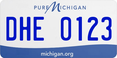 MI license plate DHE0123