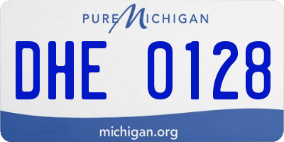 MI license plate DHE0128