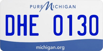 MI license plate DHE0130