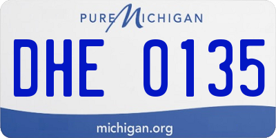 MI license plate DHE0135