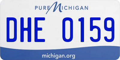 MI license plate DHE0159