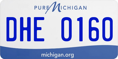 MI license plate DHE0160