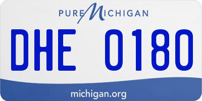 MI license plate DHE0180