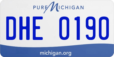 MI license plate DHE0190