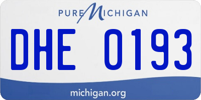 MI license plate DHE0193