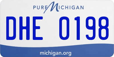 MI license plate DHE0198