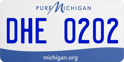 MI license plate DHE0202