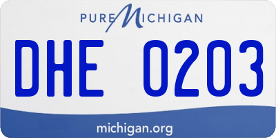 MI license plate DHE0203