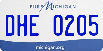 MI license plate DHE0205