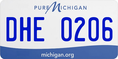 MI license plate DHE0206