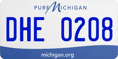 MI license plate DHE0208