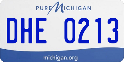 MI license plate DHE0213