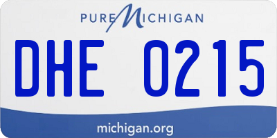 MI license plate DHE0215