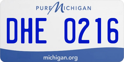 MI license plate DHE0216