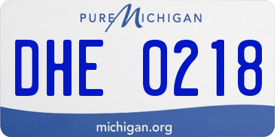 MI license plate DHE0218