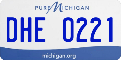 MI license plate DHE0221