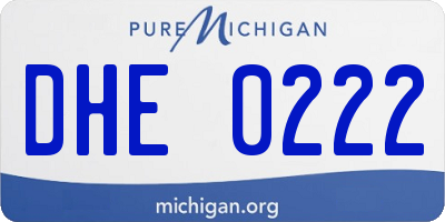 MI license plate DHE0222