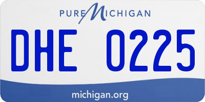 MI license plate DHE0225
