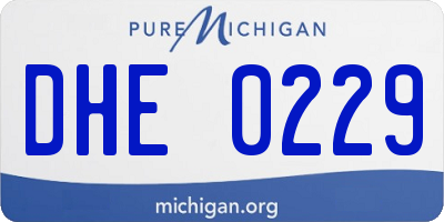MI license plate DHE0229