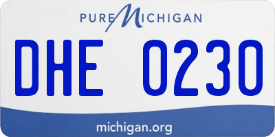 MI license plate DHE0230