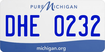 MI license plate DHE0232
