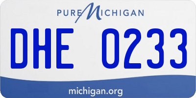 MI license plate DHE0233