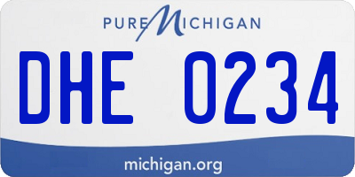 MI license plate DHE0234