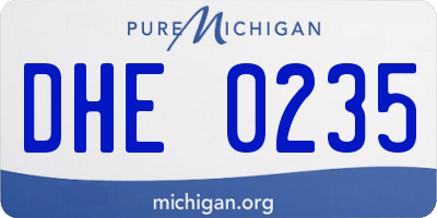 MI license plate DHE0235