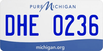 MI license plate DHE0236